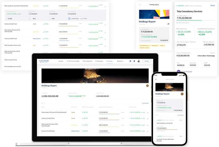 Visual indicating Viewing all your holdings, including filter by family members