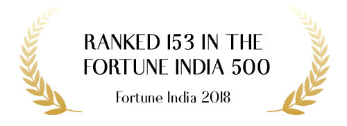 Visual Indicating Ranked 153 in the Fortune India 500 - 2018
