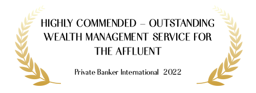 Visual Indicating Highly Commended - Outstanding Wealth Management Service for the Affluent - 2022